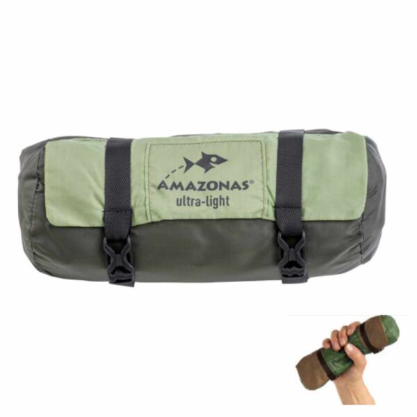 Amazonas Silk Traveller Thermo Ultraleichte Hängematte mit angenähtem Fach für eine Isomatte und angenähtem Packsack