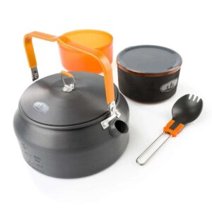 Das GSI Outdoors Halulite Ketalist kombiniert eine integrierte Koch- und Esslösung mit einem ultra-haltbaren hart eloxierten 1-Liter-Campingkessel aus Aluminium