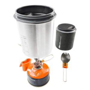 GSI Outdoors Glacier Stainless Minimalist Kochset ist gemacht für schnelle und leichte Backpacker, Trekking, Fahrrad-Reisen und liefert das Wesentliche.