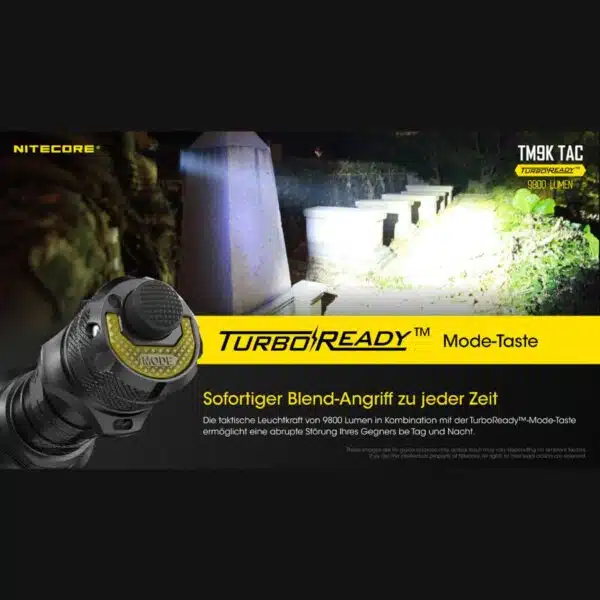 Die Nitecore TM9K Tac ist die hellste LED Taschenlampe in unserem Sortiment mit  brachialen 9800 Lumen und erreicht eine Leuchtweite bis zu 280m 