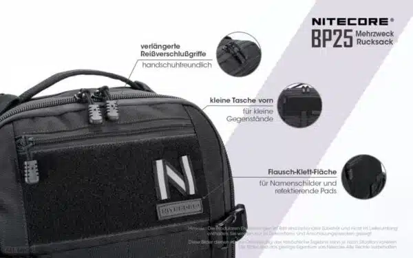 Nitecore BP 25 ist ein multifunktionaler Tages-/Wochenendtrip-Rucksack aber auch für Pendler, die Arbeit und taktische Zwecke