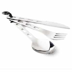 GSI Outdoors Glacier Stainless 3 tlg. Ring Cutlery Besteckset ist ein einfaches aber robustes 3er Besteck-Set das Generationen überdauert