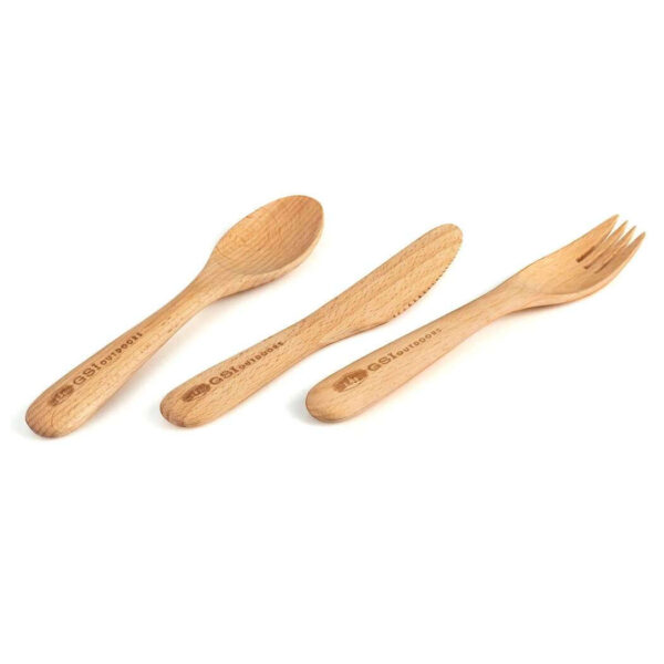 GSI Outdoors Rakau 3tlg. Besteckset, alltägliches, kompaktes Besteck für den Einsatz von zu Hause bis ins Büro und zurück. Nachhaltig beschafftes FSC-Holz