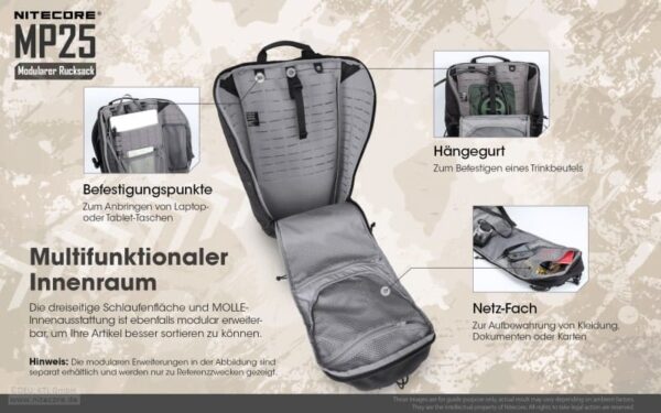 Nitecore MP25 ist ein modularer Tagesrucksack für Pendler und Mehrtagesausflüge mit 25 Liter Fassungsvermögen im Hauptfach.