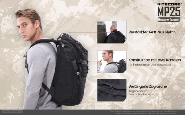 Nitecore MP25 ist ein modularer Tagesrucksack für Pendler und Mehrtagesausflüge mit 25 Liter Fassungsvermögen im Hauptfach.