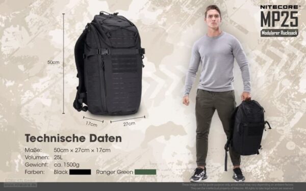 Nitecore MP25 ist ein modularer Tagesrucksack für Pendler und Mehrtagesausflüge mit 25 Liter Fassungsvermögen im Hauptfach.
