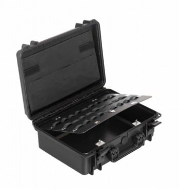 Max Transportkoffer 430H160 schwarzer kunsstoffkoffer mit eingesetzter Werkzeugtasche
