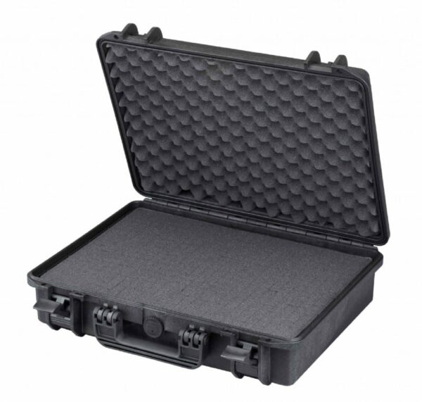 Max Transportkoffer 465H125 schwarzer kunsstoffkoffer mit Schaumstoffeinlagen.