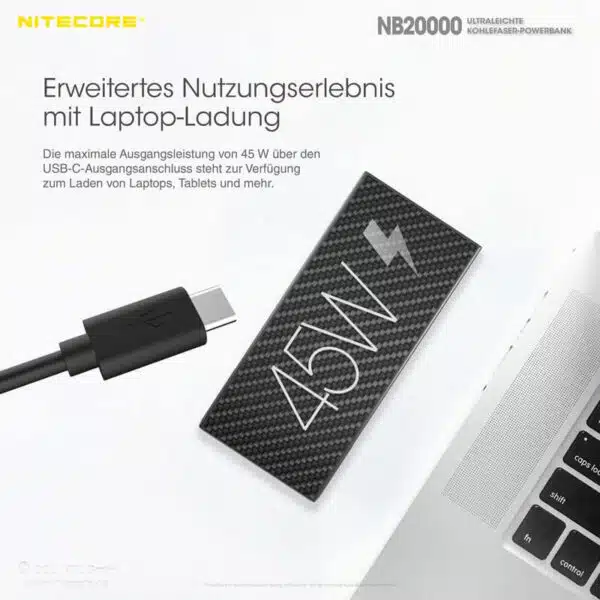 Nitecore NB20000 Powerbank gehört zu den Leichtesten und Kompaktesten, was bei mobilen Stromversorgungen heutzutage zu finden ist.