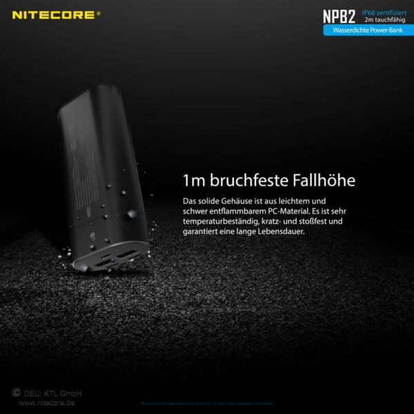 Nitcore NPB2 Powerbank ist die Steigerung von Robustheit. Die kompakte Stromversorgung von Nitecore ist für extremste Beanspruchung ausgelegt