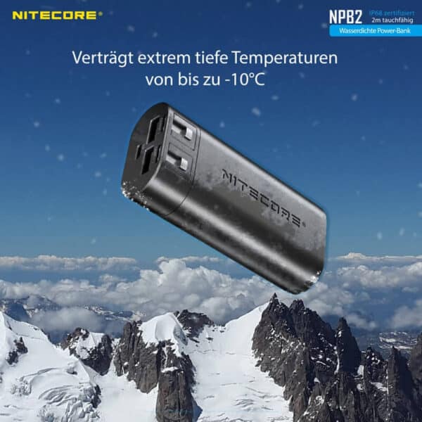 Nitcore NPB2 Powerbank ist die Steigerung von Robustheit. Die kompakte Stromversorgung von Nitecore ist für extremste Beanspruchung ausgelegt