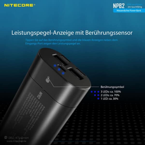 Nitcore NPB2 Powerbank ist die Steigerung von Robustheit. Die kompakte Stromversorgung von Nitecore ist für extremste Beanspruchung ausgelegt