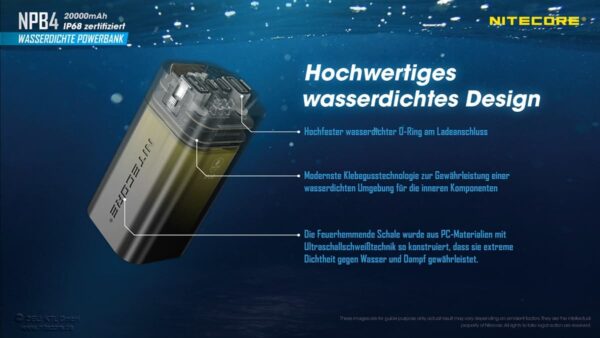 Nitecore NPB4 Powerbank ist die Steigerung von Robustheit. Die kompakte Stromversorgung von Nitecore ist für extremste Beanspruchung ausgelegt