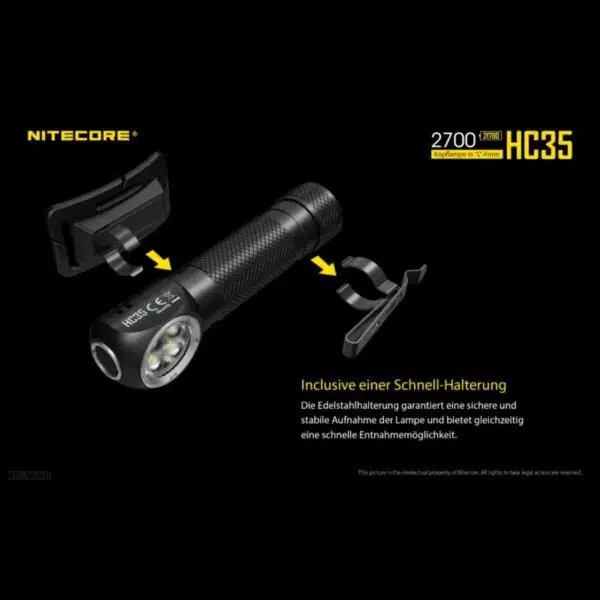 Die Nitecore HC35 Kopflampe überzeugt mit ihren max. 2700 Lumen und einer max. Leuchtweite von 143m, mit integriertem USB Ladeport